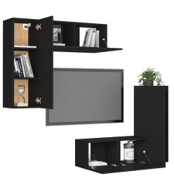 Ensemble de meubles TV 4 pcs Noir Aggloméré