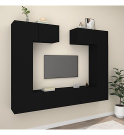 Ensemble de meubles TV 6 pcs Noir Bois d'ingénierie