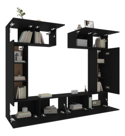 Ensemble de meubles TV 6 pcs Noir Bois d'ingénierie