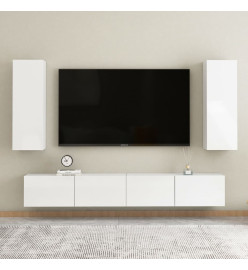 Ensemble de meubles TV 4 pcs Blanc brillant Aggloméré