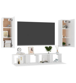 Ensemble de meubles TV 4 pcs Blanc brillant Aggloméré