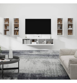 Ensemble de meubles TV 6 pcs Blanc brillant Bois d'ingénierie