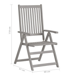 Chaises inclinables de jardin 4 pcs avec coussins Bois d'acacia