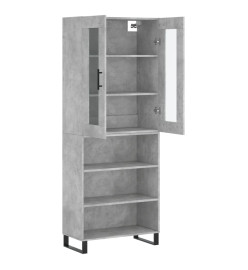 Buffet haut Gris béton 69,5x34x180 cm Bois d'ingénierie