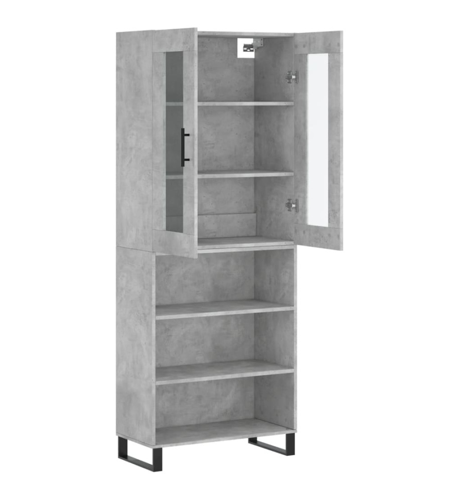 Buffet haut Gris béton 69,5x34x180 cm Bois d'ingénierie Buffet haut Gris béton 69,5x34x180 cm Bois d'ingénierie