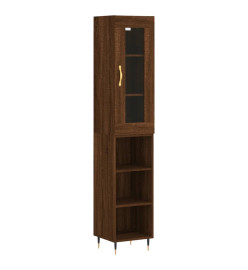 Buffet haut Chêne marron 34,5x34x180 cm Bois d'ingénierie