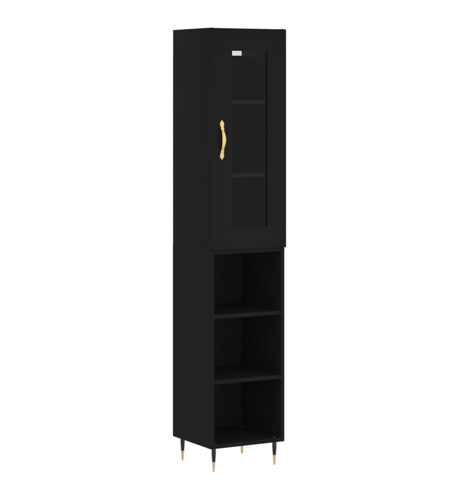 Buffet haut Noir 34,5x34x180 cm Bois d'ingénierie Buffet haut Noir 34,5x34x180 cm Bois d'ingénierie