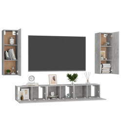 Ensemble de meubles TV 5 pcs Gris béton Aggloméré