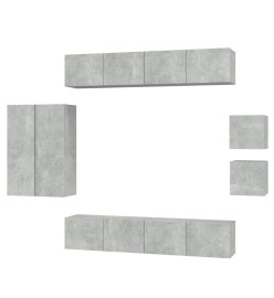 Ensemble de meubles TV 8 pcs Gris béton Bois d'ingénierie