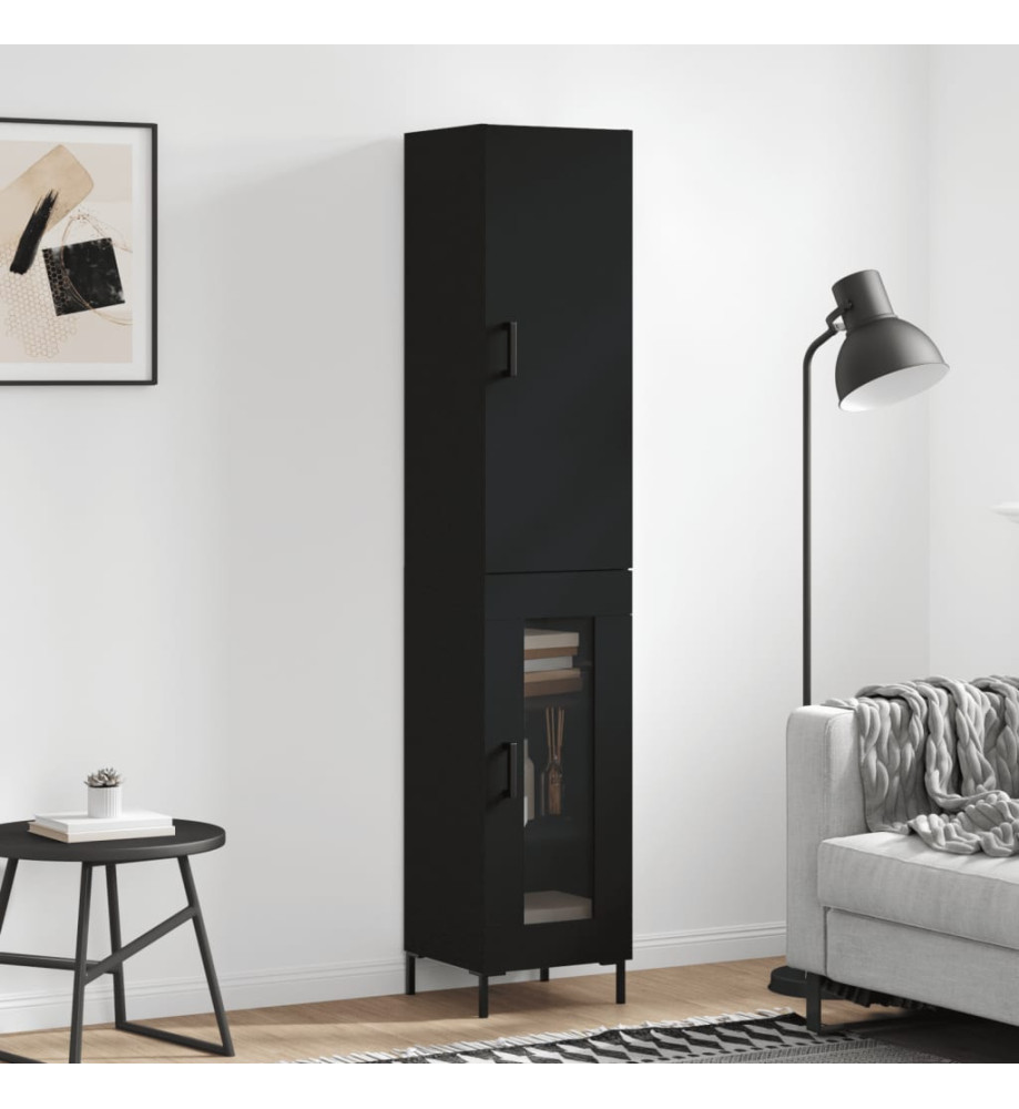 Buffet haut Noir 34,5x34x180 cm Bois d'ingénierie Buffet haut Noir 34,5x34x180 cm Bois d'ingénierie