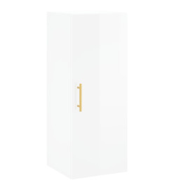 Buffet haut Blanc brillant 34,5x34x180 cm Bois d'ingénierie