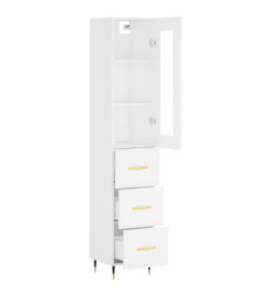 Buffet haut Blanc 34,5x34x180 cm Bois d'ingénierie
