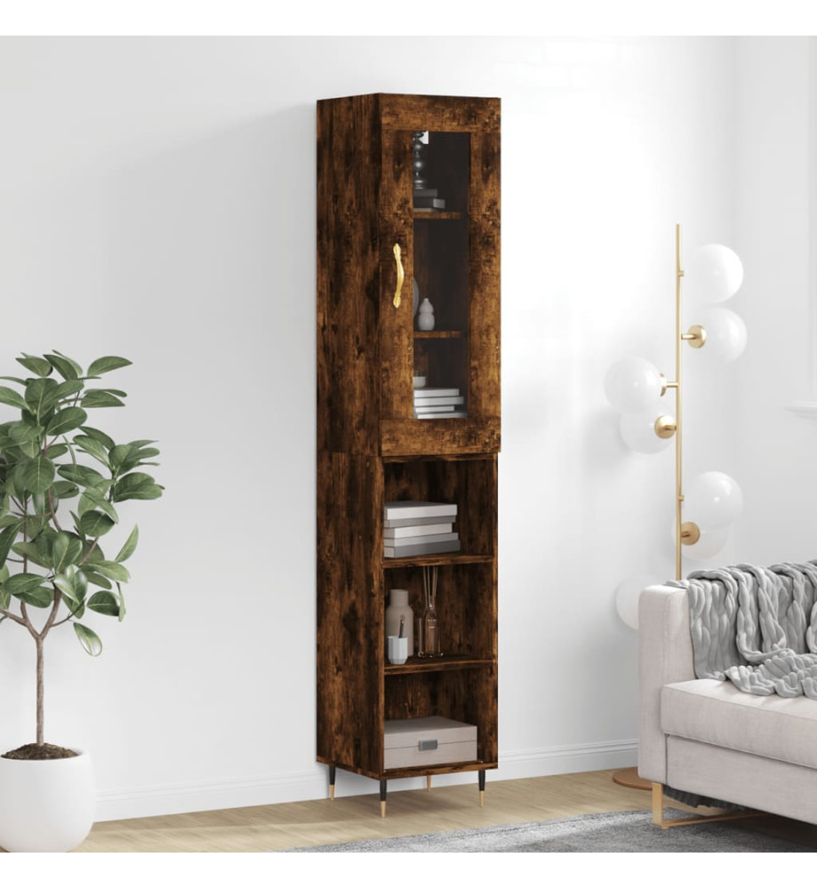 Buffet haut Chêne fumé 34,5x34x180 cm Bois d'ingénierie Buffet haut Chêne fumé 34,5x34x180 cm Bois d'ingénierie