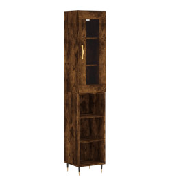 Buffet haut Chêne fumé 34,5x34x180 cm Bois d'ingénierie
