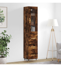 Buffet haut Chêne fumé 34,5x34x180 cm Bois d'ingénierie
