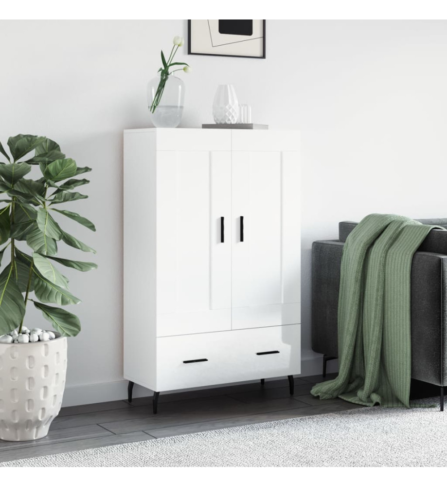 Buffet haut blanc brillant 69,5x31x115 cm bois d'ingénierie Buffet haut blanc brillant 69,5x31x115 cm bois d'ingénierie