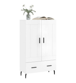 Buffet haut blanc brillant 69,5x31x115 cm bois d'ingénierie