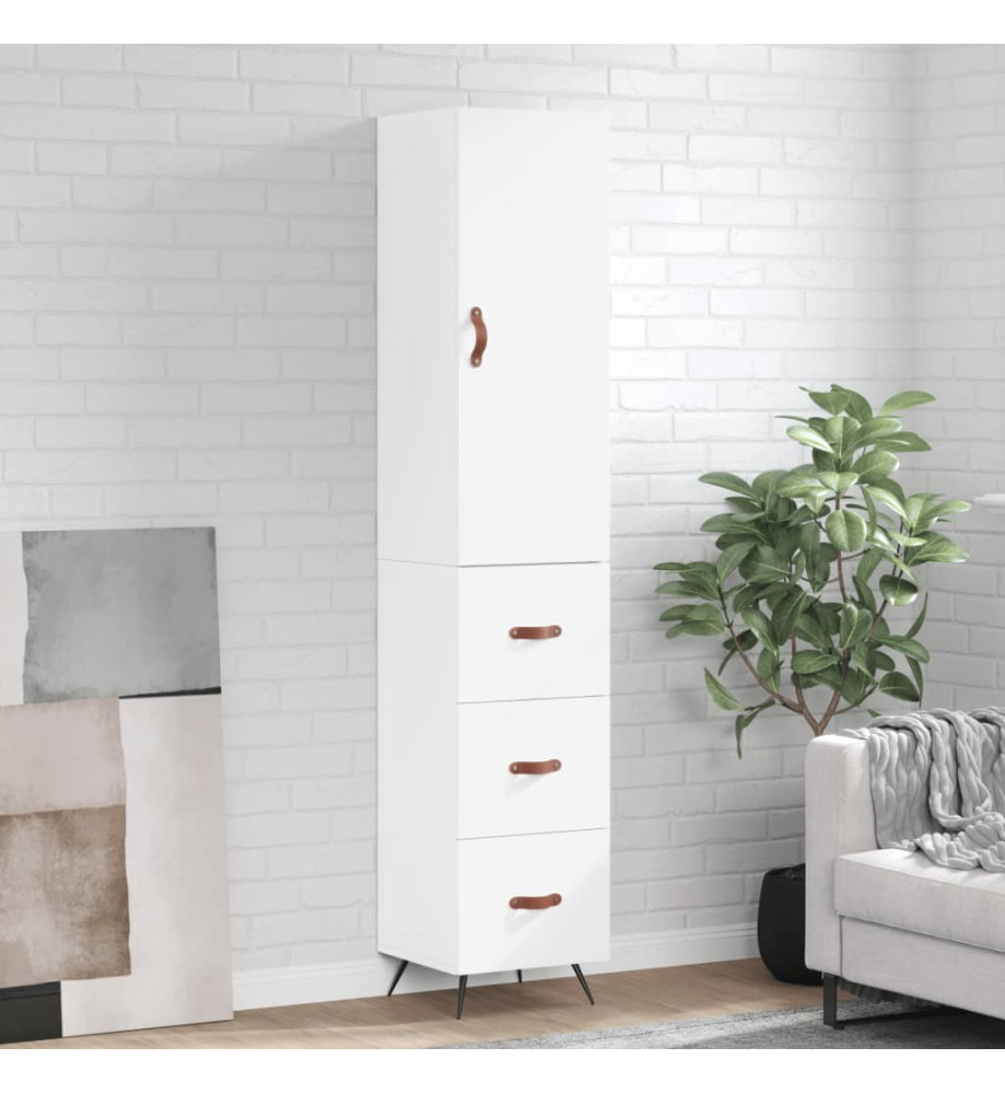 Buffet haut Blanc 34,5x34x180 cm Bois d'ingénierie Buffet haut Blanc 34,5x34x180 cm Bois d'ingénierie