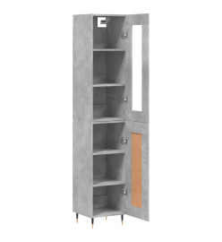 Buffet haut Gris béton 34,5x34x180 cm Bois d'ingénierie