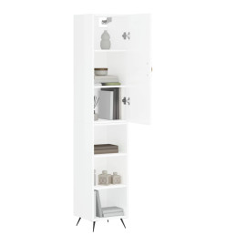 Buffet haut Blanc brillant 34,5x34x180 cm Bois d'ingénierie
