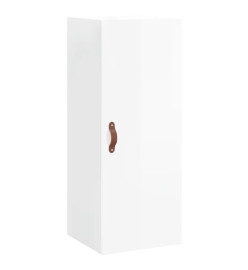 Buffet haut Blanc brillant 34,5x34x180 cm Bois d'ingénierie