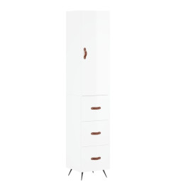 Buffet haut Blanc brillant 34,5x34x180 cm Bois d'ingénierie