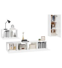 Ensemble de meubles TV 4 pcs Blanc brillant Bois d'ingénierie