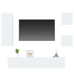 Ensemble de meubles TV 5 pcs Blanc brillant Bois d'ingénierie