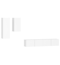 Ensemble de meubles TV 4 pcs Blanc Bois d'ingénierie