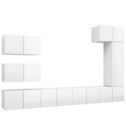 Ensemble de meuble TV 8 pcs Blanc brillant Aggloméré