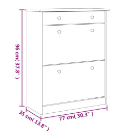 Armoire à chaussures ALTA blanc 77x35x96 cm bois massif de pin