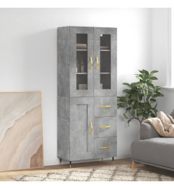 Buffet haut Gris béton 69,5x34x180 cm Bois d'ingénierie