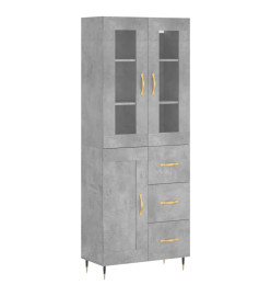 Buffet haut Gris béton 69,5x34x180 cm Bois d'ingénierie