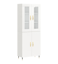 Buffet haut Blanc brillant 69,5x34x180 cm Bois d'ingénierie