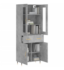 Buffet haut Gris béton 69,5x34x180 cm Bois d'ingénierie