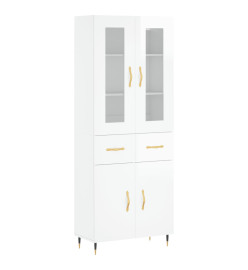 Buffet haut Blanc brillant 69,5x34x180 cm Bois d'ingénierie