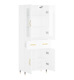 Buffet haut Blanc brillant 69,5x34x180 cm Bois d'ingénierie
