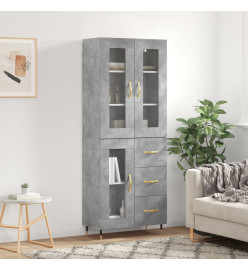 Buffet haut Gris béton 69,5x34x180 cm Bois d'ingénierie