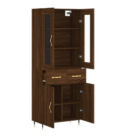 Buffet haut Chêne marron 69,5x34x180 cm Bois d'ingénierie