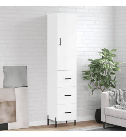 Buffet haut Blanc brillant 34,5x34x180 cm Bois d'ingénierie
