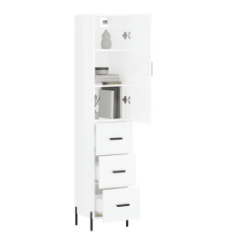 Buffet haut Blanc brillant 34,5x34x180 cm Bois d'ingénierie