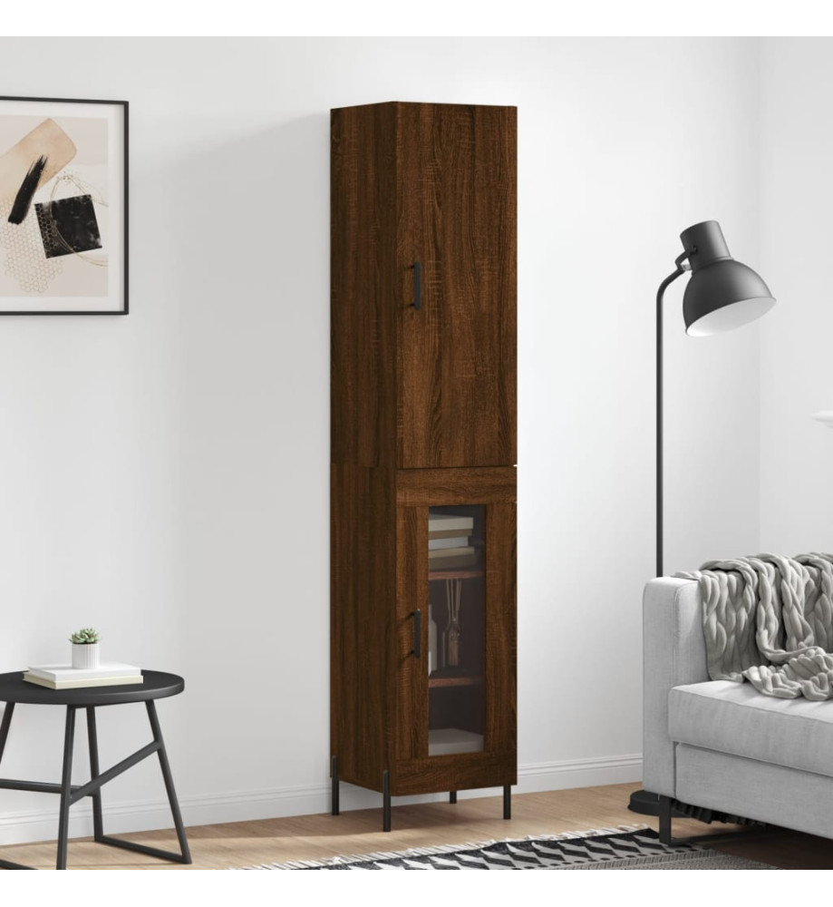 Buffet haut Chêne marron 34,5x34x180 cm Bois d'ingénierie Buffet haut Chêne marron 34,5x34x180 cm Bois d'ingénierie
