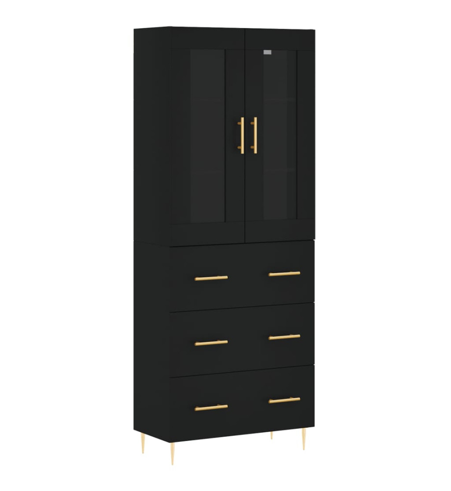 Buffet haut Noir 69,5x34x180 cm Bois d'ingénierie Buffet haut Noir 69,5x34x180 cm Bois d'ingénierie