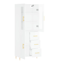 Buffet haut Blanc brillant 69,5x34x180 cm Bois d'ingénierie