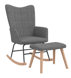 Chaise à bascule avec tabouret Gris foncé Tissu