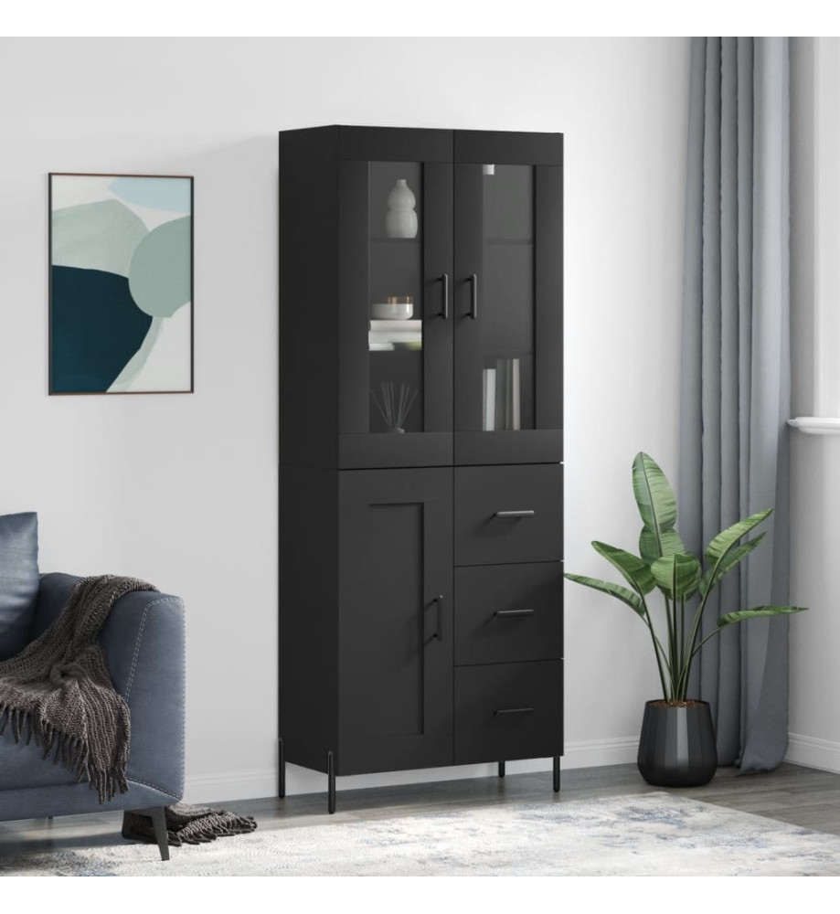 Buffet haut Noir 69,5x34x180 cm Bois d'ingénierie Buffet haut Noir 69,5x34x180 cm Bois d'ingénierie