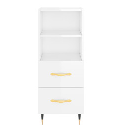 Buffet haut Blanc brillant 34,5x34x180 cm Bois d'ingénierie