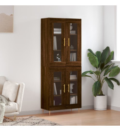 Buffet haut Chêne marron 69,5x34x180 cm Bois d'ingénierie