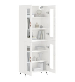 Buffet haut Blanc brillant 69,5x34x180 cm Bois d'ingénierie