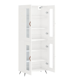 Buffet haut Blanc brillant 69,5x34x180 cm Bois d'ingénierie